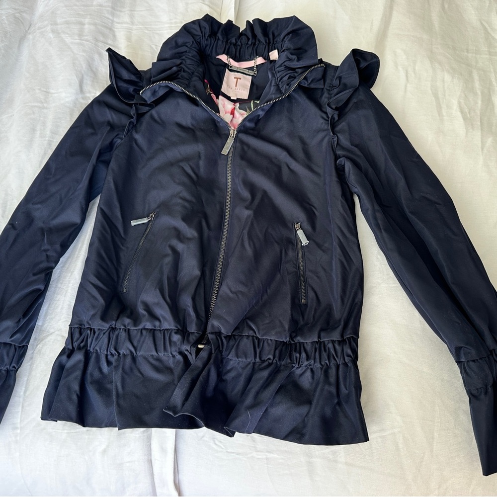 Ted Baker Navy Ruffle Jacket - Picture 2 of 2
